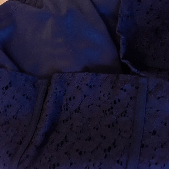 Sandra Darren dress black lace eyelet fitted cocktail dress 10 m party evening - Picture 9 of 12